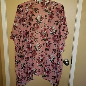 Pink floral kimono 3X